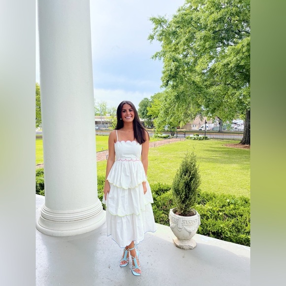 Tiered Scallop Sleeveless Midi Dress
English Factory - Picture 5 of 9